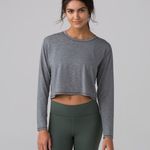 Lululemon Pushing Limits Long Sleeve Crop Top Gray Size 6 Photo 0