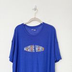Aerie [] Blue Making Waves Oversized Linen Blend Graphic Tee T-Shirt Size Large L Photo 2