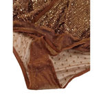 Free People New Sequin Bodysuit Size Medium Bronze Boho NYE Photo 6