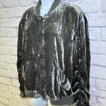 Free People  Jacket Womens M Gray Crushed Velvet Bomber Ruched Boho Photo 11