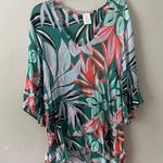 Anne cole  Floral Tropical Oversize V-Neck Top in Green and Black XS Small Photo 1