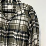 American Eagle  Oversized Fit Plaid Flannel Button Down Shirt Womens Medium Green Photo 3