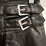 WETHEWEARWHAT Black Faux Leather Buckle Pleated Mini Skirt Size 6 Photo 5