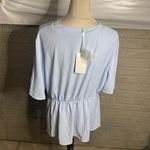 Grace Karin NWT Womens Light Blue Tie Front Bell Sleeve Peplum Top Size 2XL Photo 4