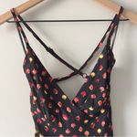 Urban Outfitters Kimchi Blue  Fruit Print Black Red Strappy Dress Deep B-Neck EUC Photo 5