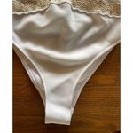 River Island NWT  Women's White Gold Sequined Embroidered Plunge Swimsuit, sz 2 Photo 6