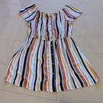 J for Justify , Woman off the Shoulder Dress, Size 3X strips colorful Rayon Photo 1