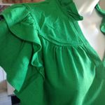 THML green ruffle sleeve linen blend top Photo 2