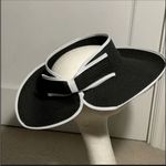 HBY Miami paper straw visor style hat Gorgeous ribbed hat with back bow Black Photo 1