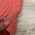 Eddie Bauer Eddy Bauer Melon with White Stripes Short Sleeve Round Neck Ruched Sides Tee S Photo 6