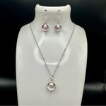Elegant Silver and Pink Shell Jewelry Set Photo 3