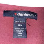 Denim 24/7 Blouse Burgundy Plus Size 28W Button Up 100% Polyester 3/4 Sleeve Red Photo 4