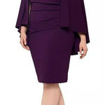 Betsy and Adam  Dress Size 14 NWT Plus Curvy Cape Overlay Sheath Dress Purple Photo 0