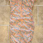 White Fox Boutique Floral Off-Shoulder Dress w/ orange slip under neath Photo 0