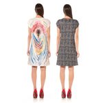 ANIMAPOP Artsy Graphic Floral Watercolor A Line Reversible Double Design Dress S Photo 2