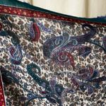 Amanda Smith Vintage  Paisley Wool Scarf Teal Blue Fringe Square Print 31x32 Photo 2