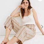 Madewell Tan Smocked Huston Pull-On Crop Pants in Stripe XS Photo 2