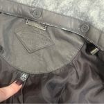 Gray Faux Leather Jacket with Knit Sleeves and Removable Hood Size M Photo 3