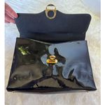 American Vintage American VTG 50's Lewis top handle envelope patent glossy black gold clasp bag Photo 15