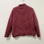 Three Dots [] Red Quilted Knit Fleece Mock Neck Full Zip Jacket Size Medium M Photo 3