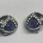 Joan Rivers Signed Silver Tone Purple Lilac Rhinestone Earrings Clip On Photo 10