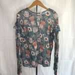 Melrose and Market Sheer Floral Lace Ruffle Long Sleeve Blouse Size MD Photo 2
