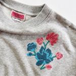Kate Spade NEW Floral Embroidered Sweatshirt Grey Melange Photo 5