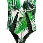 Tube Halter Tropical Green Swimsuit Size Large Photo 0
