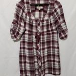 Decree  XL Maroon Plaid Flannel Tunic Top Plus Photo 2