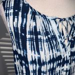 Crosby Blue & White Tie Dye Sleeveless Tie Front Lightweight Summer Rayon Top XL Photo 6