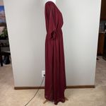 ANRABESS Maxi Dress XL Maroon Sheer Lined Slit‎ Dolman 3/4 Sleeve Elastic Waist Red Photo 7