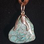 Vintage Dyed Agate Raw Citrine Orca Agate Pendants with Brown Silk Cord Necklace Silver Photo 5