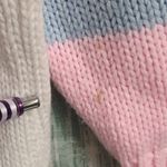 Ski Bunny Sweater White Pink Blue Graphic Crew Neck VTG Knit Sweater FLAW Size undefined Photo 4