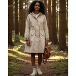 Polydeer New Beige Plaid Lined Hooded Raincoat/Boots 2X Set Drawstring Waist Tan Size XXL Photo 1