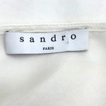 Sandro  Ruffle Long Sleeve Blouse Snap Neck Cupro White Modest Photo 2