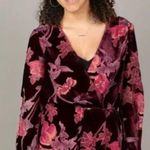 Altar'd State  Long Sleeve V-Neck Velvet Floral Romper Small Photo 8
