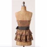 Anthropologie Floreat Tiered Eyelet Peplum Corset Top Women's Size 0 Brown Photo 3