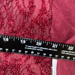 Chico's  Lace Trim Blazer Jacket Open Front Burgundy Career Size 3 Suede Boho‎ Photo 6