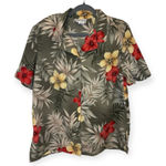 Jaclyn Smith  Sport Vintage Green Hawaiian Floral Shirt Hibiscus Boho Resort L Photo 0