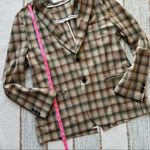 Haleine Beige Multi Plaid Long Sleeve 2 Button Front Oversized Wool Blazer Size undefined Photo 4