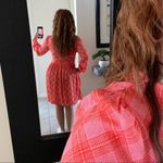 BP  Plaid babydoll dress XSMALL balloon sleeves long sleeves orange pink NWT Photo 8