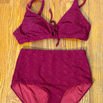 ANDIE  Bikini Set‎ Crete Top Super High Waisted Bottoms Syrah Red Lace size Small Photo 0