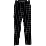 ZARA  Plaid Flat Front Elastic Waist Slim Cropped Pants Pockets XS Black White Photo 12