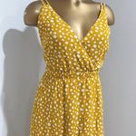 Forever 21 Women's Mustard Yellow Spotted Print Slit Maxi Dress Size S Photo 7