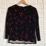 J Jill velour floral long‎ sleeve top Velvety Women’s Size PS SP Petite Small Photo 1