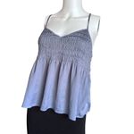 AE Smocked summer top medium silky look satin cami slate blue American Eagle​ Photo 1