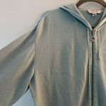 St. John Sport Sweater Light Blue Full Zip Hooded Santana Knit Sweater Sz S GUC Photo 2