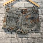 Free People  Floral Distressed Cutoff Denim Shorts Photo 10
