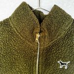 PINK - Victoria's Secret Victorian’s Secret PINK Dark Green Sherpa Quarter Zip Pullover Cozy Teddy Fleece Photo 2