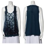 Magaschoni NEW Sequin Tank Top, Silk/wool blend, Blue, M Photo 2